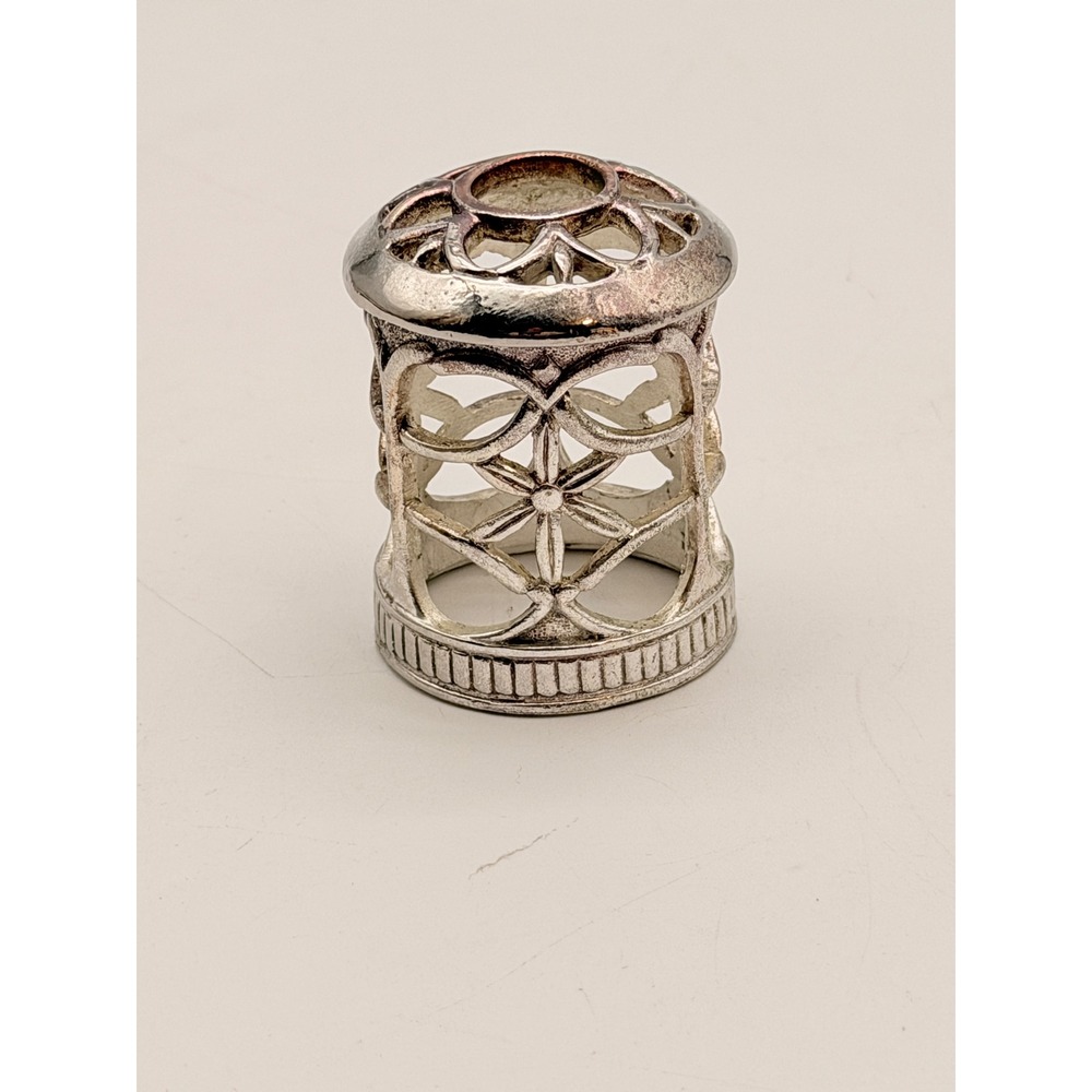 Vintage Silver Tone Filigree Ornate Lattice Decorative Cap Finial Holder 1.25in